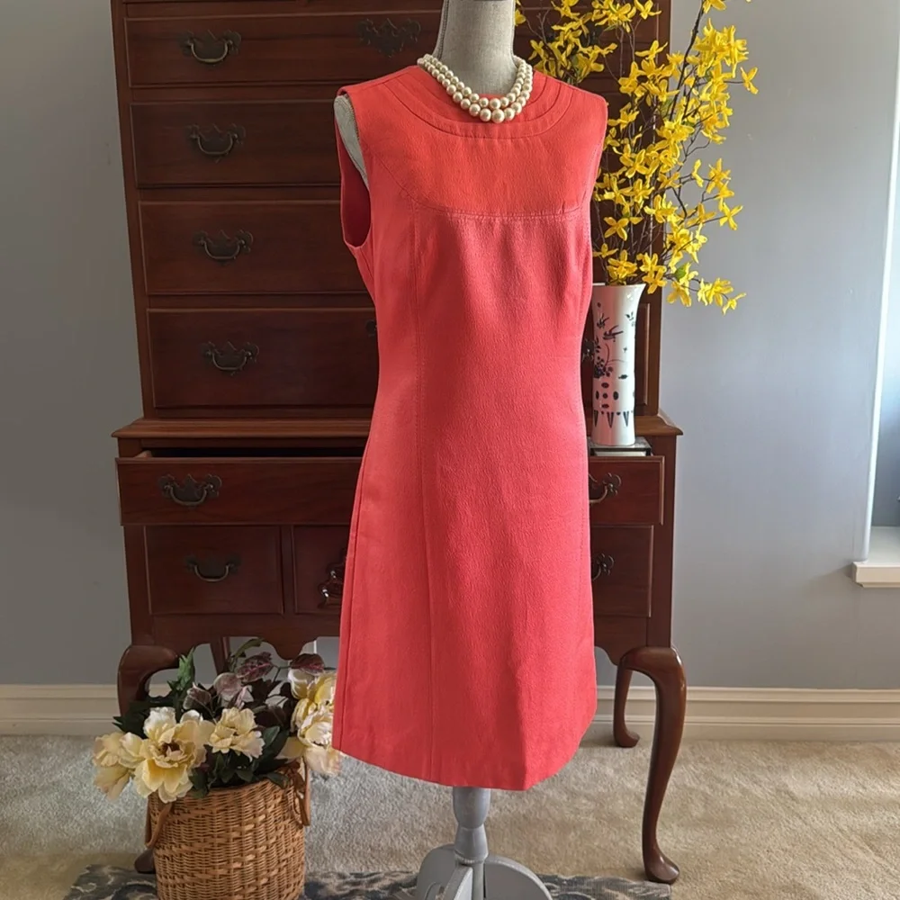 Tory Burch Coral Sleeveless Shift Dress Size 12 - Picture 13 of 13
